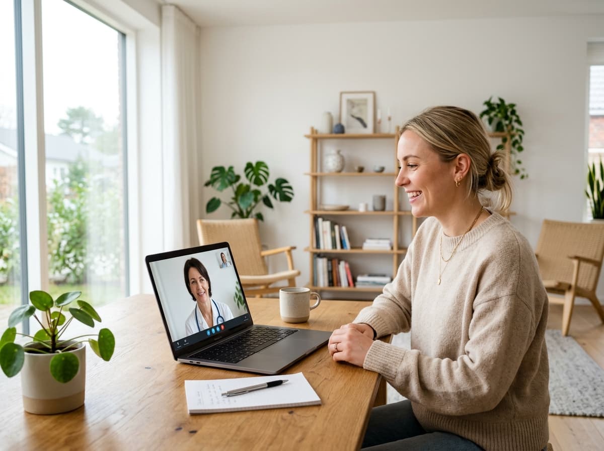 Patient having video consultation with doctor